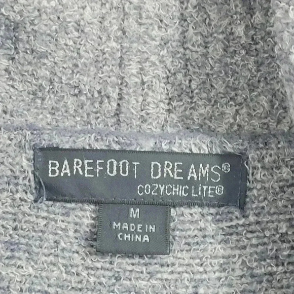 Barefoot Dreams CozyChic Lite Cardigan Sweater Gray Medium Open front  9PT - Picture 4 of 7
